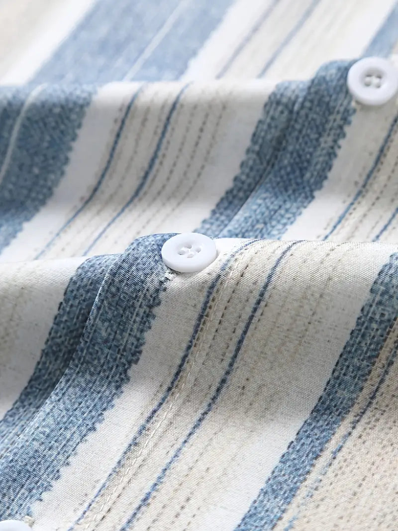 Sommer Neues Herren-Kurzarmhemd: Bequemes Gestreiftes Casual Shirt für Reise- und Urlaubsstil