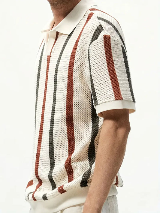 Herren Freizeit Ausschnitt Gestreiftes Strickoberteil.