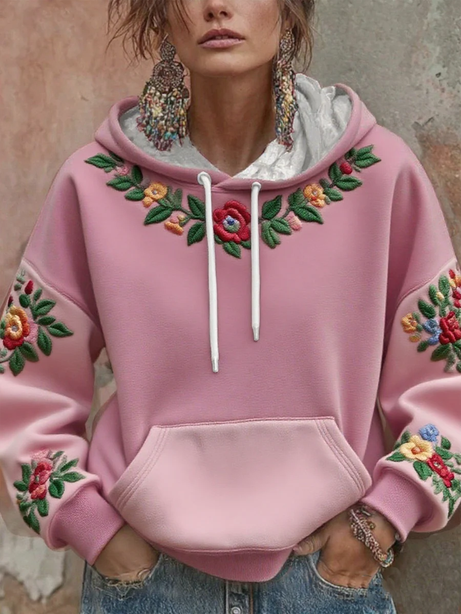 Kapuzenpullover Rosa Harmonie – Florale Edition